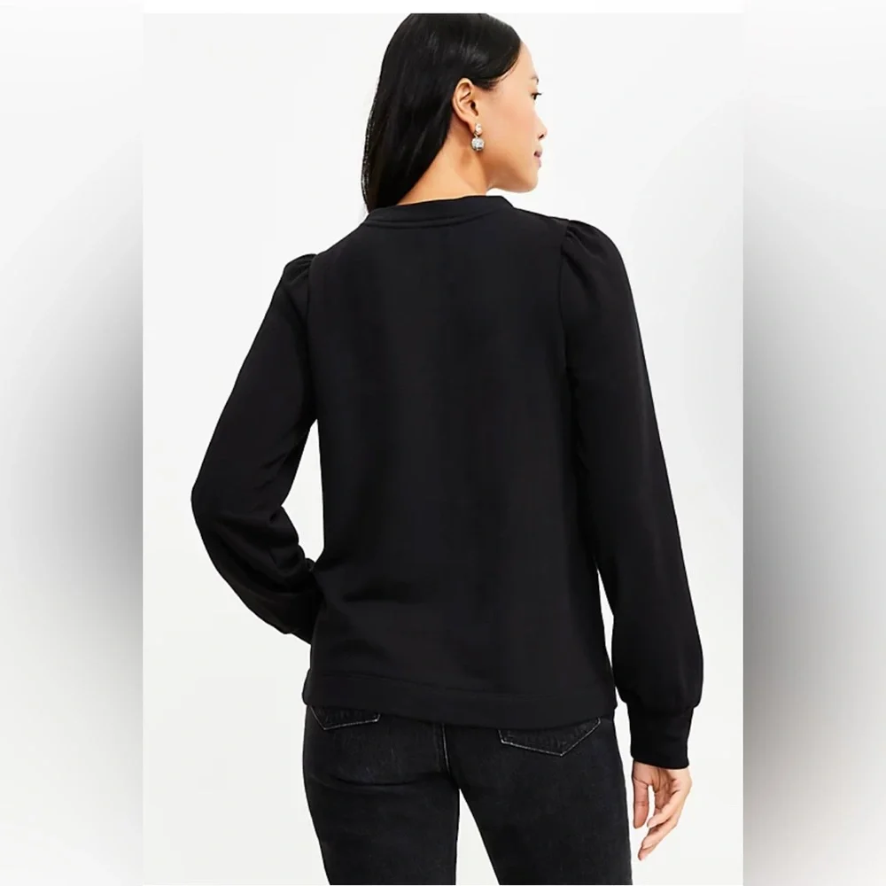 Loft Black Cheers Sweatshirt Long Sleeves Crew neck  Size M - Picture 5 of 12